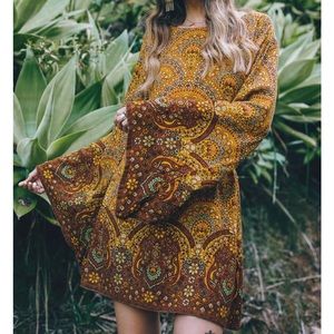 Yellow starlight bell sleeve dress